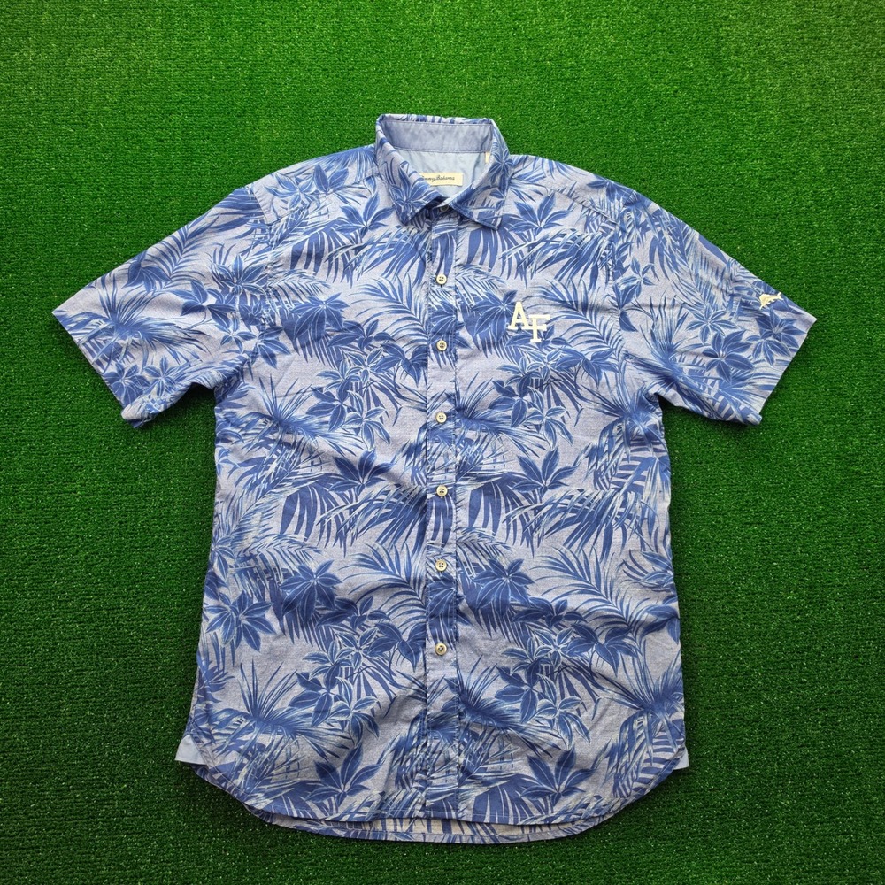 Air‎ Force Falcons Tommy Bahama Shirt Mens Small Blue Floral Tropical Hawaiian